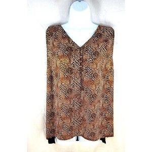 Worthington PXL Leopard Print Sleeveless Lightweight Layered Top